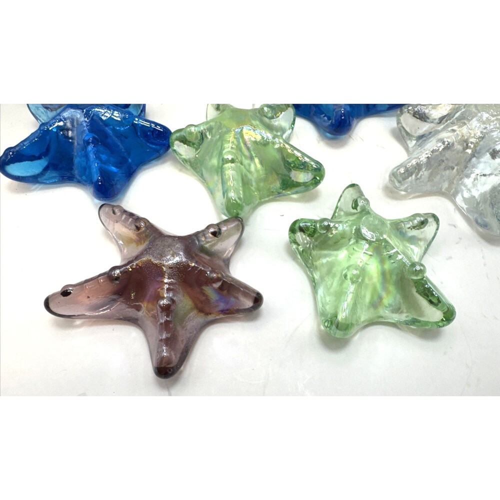 lot of 9 Vintage Art Glass Iridescent Starfish Sea Fish Paperweight Ocean Decor - Picture 6 of 7